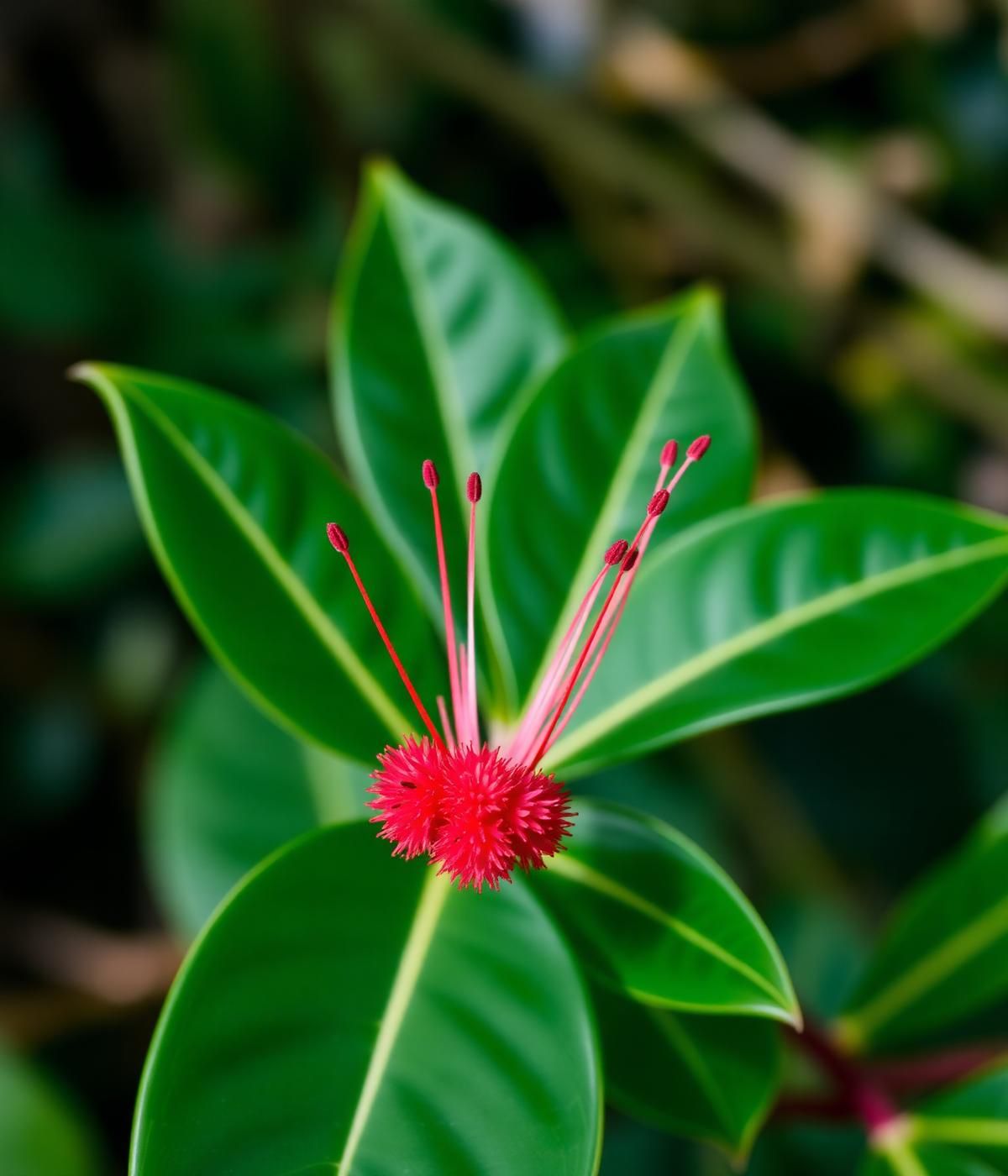 A bloom of the ohi'a lehua flower